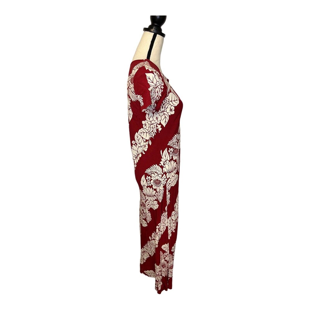 Hilo Hattie Red Dress Vintage Maxi Short Sleeve Floral Tropical Aloha Hawaii XS - Picture 4 of 5